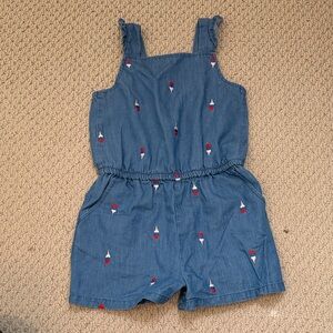 Cat & Jack Blue Denim-Look Ice Cream Embroidered Romper